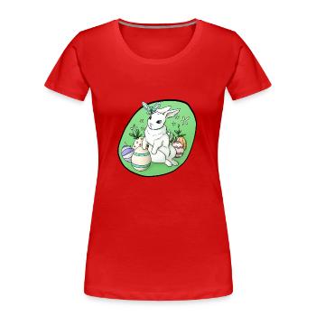 Lapin de Pâques - T-shirt bio Premium Femme - rouge - Devant - Mia (176cm)