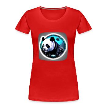 Futuristischer Space Panda - Frauen Premium Bio T-Shirt - Rot - Vorne - Mia (176cm)