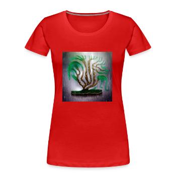 Alter Baum an regnerischen Sommertagen - Frauen Premium Bio T-Shirt - Rot - Vorne - Mia (176cm)