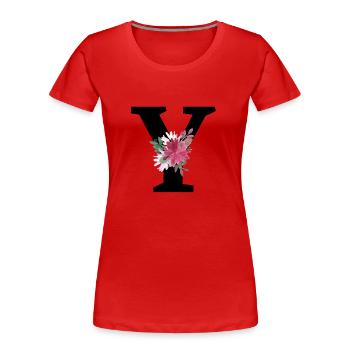 Buchstabe und Blumen - Frauen Premium Bio T-Shirt - Rot - Vorne - Mia (176cm)