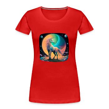 Fantasie Einhorn mystisch - Frauen Premium Bio T-Shirt - Rot - Vorne - Mia (176cm)
