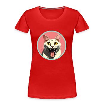 Happy Kitty - T-shirt bio Premium Femme - rouge - Devant - Mia (176cm)