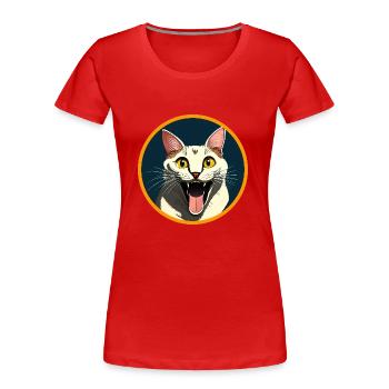 Happy Kitty - T-shirt bio Premium Femme - rouge - Devant - Mia (176cm)