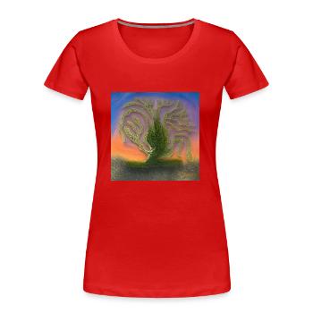 Alter Baum an einem sonnigen Tag - Frauen Premium Bio T-Shirt - Rot - Vorne - Mia (176cm)