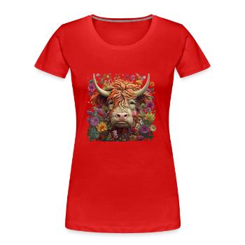 Vache des Highlands - T-shirt bio Premium Femme - rouge - Devant - Mia (176cm)