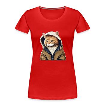 Cute Cat Ur-Tshirt - Frauen Premium Bio T-Shirt - Rot - Vorne - Mia (176cm)
