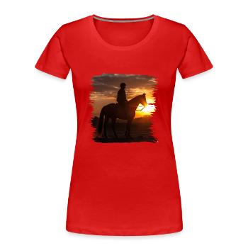 Reiten ist eine alte Tradition - Frauen Premium Bio T-Shirt - Rot - Vorne - Mia (176cm)