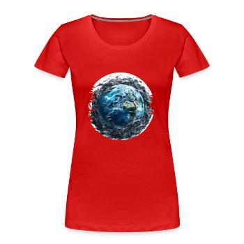 Plus de place pour les poissons dans les océans - T-shirt bio Premium Femme - rouge - Devant - Mia (176cm)