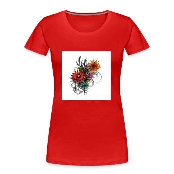 Elegante Blumenillustration mit edlen Verzierungen - Frauen Premium Bio T-Shirt - Rot - Vorne - Mia (176cm)
