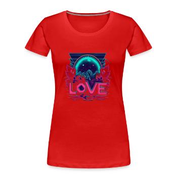Neon LOVE des années 80 - retour aux sources - T-shirt bio Premium Femme - rouge - Devant - Mia (176cm)