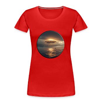 Es häufen sich Berichte über Ufos - Frauen Premium Bio T-Shirt - Rot - Vorne - Mia (176cm)