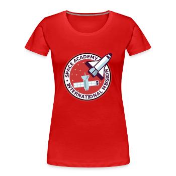 Space Academy International rote Farbe Vintage - Frauen Premium Bio T-Shirt - Rot - Vorne - Mia (176cm)