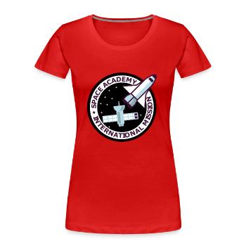Space Academy International Vintage schwarz - Frauen Premium Bio T-Shirt - Rot - Vorne - Mia (176cm)