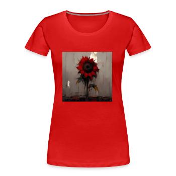 Gloomy red sunflower in watercolor - Women's Premium Organic T-Shirt - red - Front - Mia (176cm)