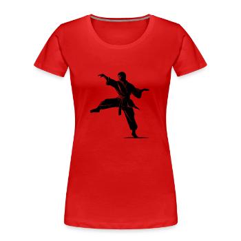 Karate Kampfsport Karatekämpfer Wettkampf - Frauen Premium Bio T-Shirt - Rot - Vorne - Mia (176cm)