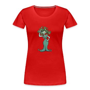 Méduse - T-shirt bio Premium Femme - rouge - Devant - Mia (176cm)