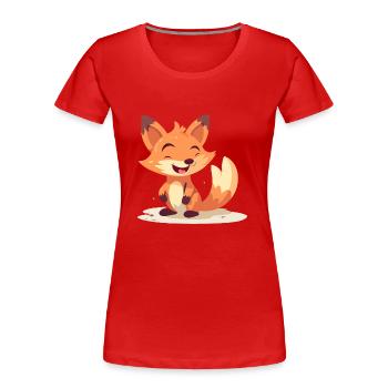 Clever Fox - Frauen Premium Bio T-Shirt - Rot - Vorne - Mia (176cm)