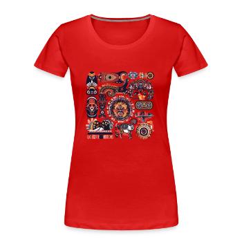 Afrikanische Folklore - Frauen Premium Bio T-Shirt - Rot - Vorne - Mia (176cm)