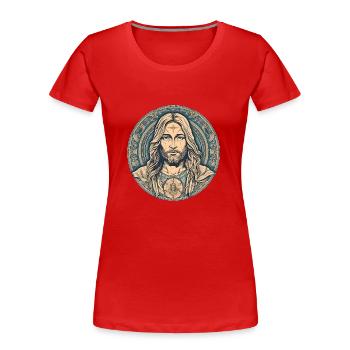 Jésus-Christ #04 - T-shirt bio Premium Femme - rouge - Devant - Mia (176cm)