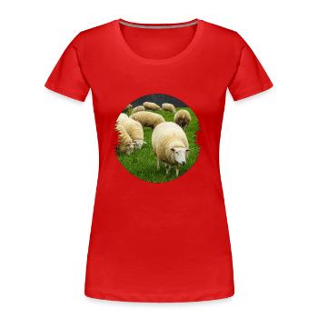 Schafe sind ideale Landschaftspfleger - Frauen Premium Bio T-Shirt - Rot - Vorne - Mia (176cm)