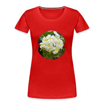 Plumeria sind in den Tropen vertreten - Frauen Premium Bio T-Shirt - Rot - Vorne - Mia (176cm)