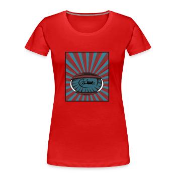 Vélo cargo dans les yeux avec poutres - T-shirt bio Premium Femme - rouge - Devant - Mia (176cm)