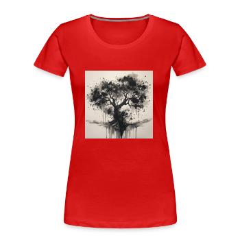 Arbre noir dans le style aquarelle - T-shirt bio Premium Femme - rouge - Devant - Mia (176cm)