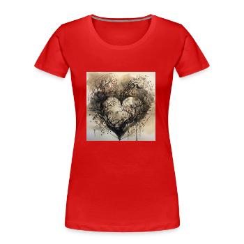 Wald in Herzform - Naturschutz Aquarell - Frauen Premium Bio T-Shirt - Rot - Vorne - Mia (176cm)