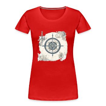 Old nautical chart - Women's Premium Organic T-Shirt - red - Front - Mia (176cm)