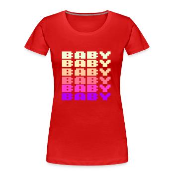 BABY Schriftzug Retro Gaming 8bit - Frauen Premium Bio T-Shirt - Rot - Vorne - Mia (176cm)