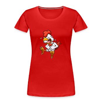 Rire Cartoon Poulet - T-shirt bio Premium Femme - rouge - Devant - Mia (176cm)