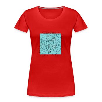 Gesichtslinie blau - Frauen Premium Bio T-Shirt - Rot - Vorne - Mia (176cm)