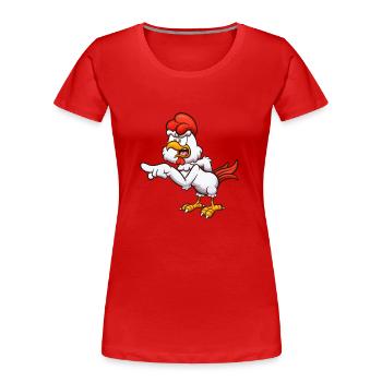 Poulet de dessin animé avec attitude - T-shirt bio Premium Femme - rouge - Devant - Mia (176cm)