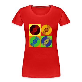 Vinyle Rétro - T-shirt bio Premium Femme - rouge - Devant - Mia (176cm)
