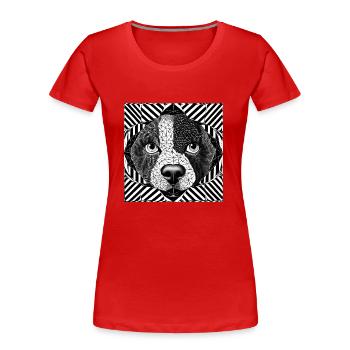 Art géométrique des motifs canins - T-shirt bio Premium Femme - rouge - Devant - Mia (176cm)
