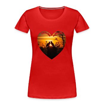 Schön, dass es dich gibt ist ein Glücksgefühl - Frauen Premium Bio T-Shirt - Rot - Vorne - Mia (176cm)