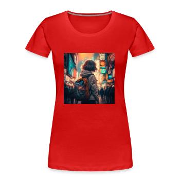 Sarah die Anmutige - Frauen Premium Bio T-Shirt - Rot - Vorne - Mia (176cm)