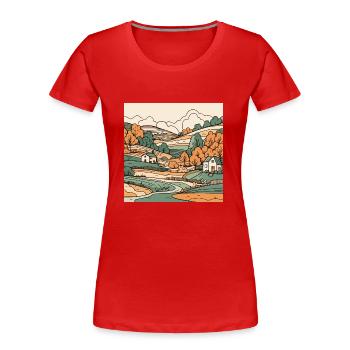 Landschaft - Frauen Premium Bio T-Shirt - Rot - Vorne - Mia (176cm)