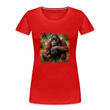 Orang-Utans leben nur auf Borneo und Sumatra - Frauen Premium Bio T-Shirt - Rot - Vorne - Mia (176cm)