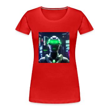 Cyberpunk Weltraumsoldat - Frauen Premium Bio T-Shirt - Rot - Vorne - Mia (176cm)