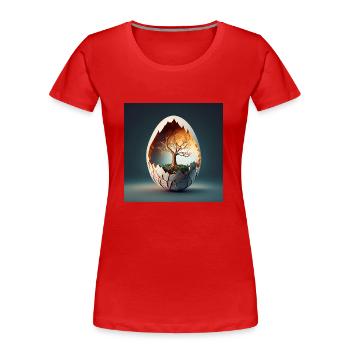 Baum in Ei - Frauen Premium Bio T-Shirt - Rot - Vorne - Mia (176cm)