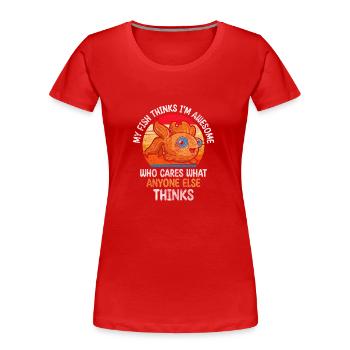 Élevage de nageoires de poissons - T-shirt bio Premium Femme - rouge - Devant - Mia (176cm)
