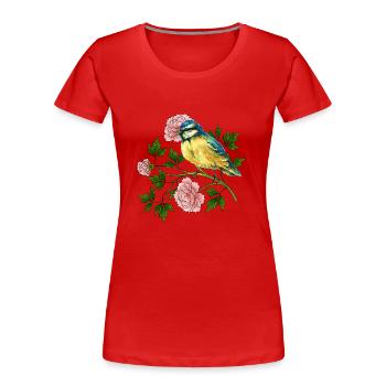Bunter Vogel - Frauen Premium Bio T-Shirt - Rot - Vorne - Mia (176cm)