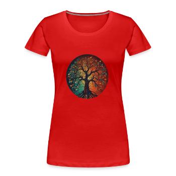 Lebensbaum - Frauen Premium Bio T-Shirt - Rot - Vorne - Mia (176cm)