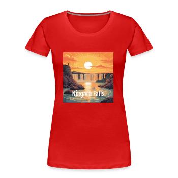 Coucher de soleil sur les chutes du Niagara - T-shirt bio Premium Femme - rouge - Devant - Mia (176cm)