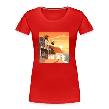 Malibu bei Sonnenuntergang - Frauen Premium Bio T-Shirt - Rot - Vorne - Mia (176cm)