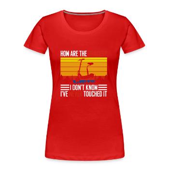 Batterie électrique E-Scooter - T-shirt bio Premium Femme - rouge - Devant - Mia (176cm)