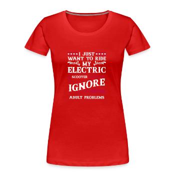 Station de recharge électrique Scooter Rider E-Scooter - T-shirt bio Premium Femme - rouge - Devant - Mia (176cm)