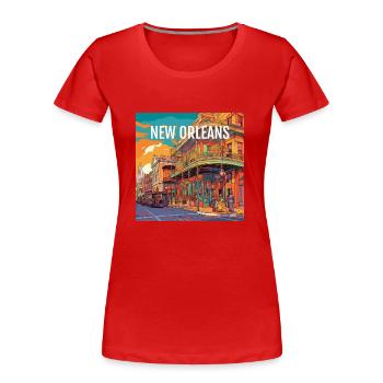 New Orleans bei Sonnenuntergang - Frauen Premium Bio T-Shirt - Rot - Vorne - Mia (176cm)