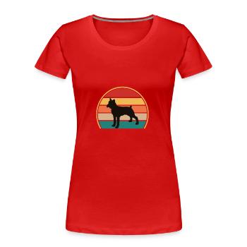 Boxer Hund Silhouette Vintage Sonnenuntergang für Hundeliebhaber - Frauen Premium Bio T-Shirt - Rot - Vorne - Mia (176cm)